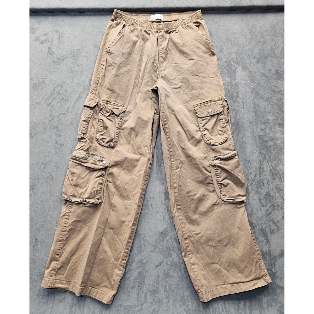 PACSUN Tan E-Waist Wide Leg Cargo Pants Size S 850SP240129